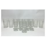 17 ASSORTED ANCHOR HOCKING WEXFORD CLEAR GLASSES