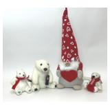 COCA-COLA CHRISTMAS POLAR BEARS & HEART GNOME