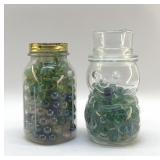 2 JARS OF OLD MARBLES