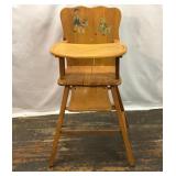 VTG WOODEN 1940S 50S HIGHCHAIR DOLL CHAIR