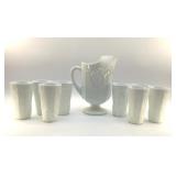 1950S MILK GLASS ICED TEA SET GRAPE PATTERN