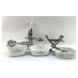 CORNING CASSEROLES, KITCHEN UTENSILS