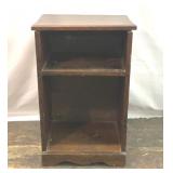 SMALL DARK WOOD SHELF BEDSIDE TABLE