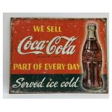 COCA-COLA SERVED ICE COLD METAL SIGN