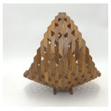 VTG MCM GEOMETRIC WOOD BLOCK BASKET