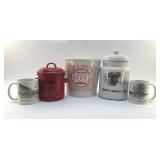 ASSORTED CONTAINERS AND MUGS