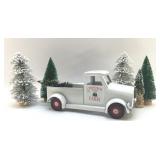 METAL CHRISTMAS TREE, TRUCK, AND BRUSH TREES