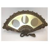 ANTIQUE BRASS FAN SHAPED TRIPLE PICTURE FRAME