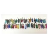 40 PIECES NATURAL MIXED STONE PILLAR PENDANTS