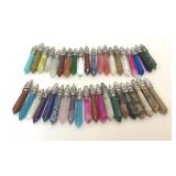 40 PIECES NATURAL MIXED STONE PILLAR PENDANTS
