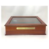 US PRESIDENTIAL COINS WOODEN GLASS DISPLAY CASE
