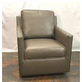 MODERN FAUX LEATHER SWIVEL LOUNGE CHAIR