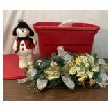TOTE FULL OF CHRISTMAS DECORATIONS ORNAMENTS