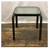 TEXTURED GLASS METAL OUTDOOR SIDE TABLE
