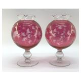 1950ï¿½s CRANBERRY FLASH, BALLOON VASES 8"