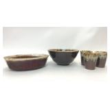 ASSORTED BROWN WHITE DRIP GLAZE KITCHEN POTTERY