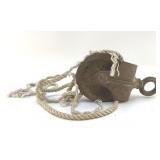 ANTIQUE metal pulley  8"