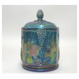 INDIANA HARVEST GRAPE CARNIVAL GLASS CANISTER