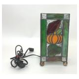 STAINED GLASS PUMPKIN HURRICANE TABLE LAMP