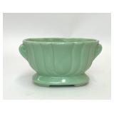 VTG SMALL GREEN CERAMIC PEDESTAL PLANTER
