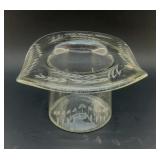 1950S GLASS TOP HAT, CANDY DISH