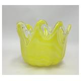 YELLOW FREE FORM SPLASH ART GLASS BOWL