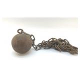 ANTIQUE CAST-IRON BALL AND CHAIN