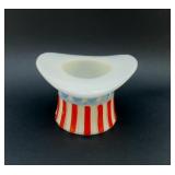 MILK GLASS UNCLE SAM TOP HAT CANDY DISH