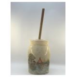 HANDPAINTED POTTERY, BUTTER CHURN