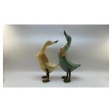 2 LG HOMESTYLES WOOD CARVED DUCKS 18"