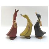 3 HOME STYLES CARVED WOOD PUDDLE DUCKS