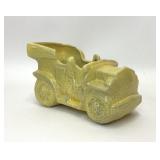 VTG YELLOW ANTIQUE CAR CERAMIC PLANTER