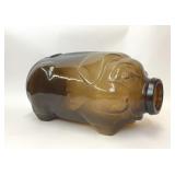 VTG LIBBEY 5 GALLON AMBER GLASS PIGGY BANK