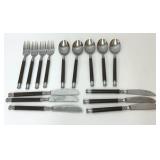 15 PIECE EDELSTAHL WOOD HANDLE SILVERWARE SET