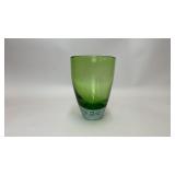 VTG GREEN CONTROLLED BUBBLE BASE GLASS VASE