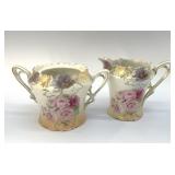 RS PRUSSIA HANDPAINTED CREAMER, BOWL