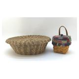TWO WOVEN BASKETS