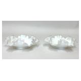 2 VTG FENTON SILVER CREST GLASS BON BON DISHES