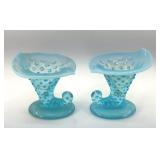 PAIR OF FENTON CORNUCOPIA VASES