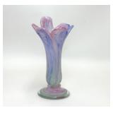 PASTEL SWIRL ART GLASS TRUMPET VASE