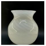 ART GLASS WHITE SWIRL VASE 8"