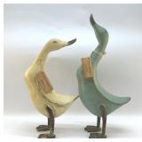 2 LG HOMESTYLES WOOD CARVED DUCKS 18"