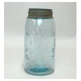 ANTIQUE PATENT 1858 BLUE MASON JAR