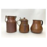 VTG SET HAMMERED COPPER PITCHER COFFEE POT MILK