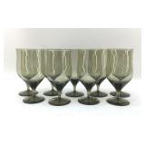 9 SMOKY GLASS GOBLETS