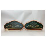 2 VTG 1998 HANDPAINTED REINDEER TOWEL BARS