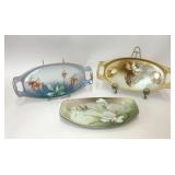 3 VTG RS GERMANY PRUSIA PORCELAIN RELISH TRAYS