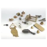 PIN BACKS, BELT BUCKLE, CUFFLINKS, BULLET