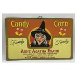 AUNT AGATHA CANDY CORN METAL SIGN