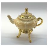ENAMELED, JEWELED TEA POT MUSIC BOX